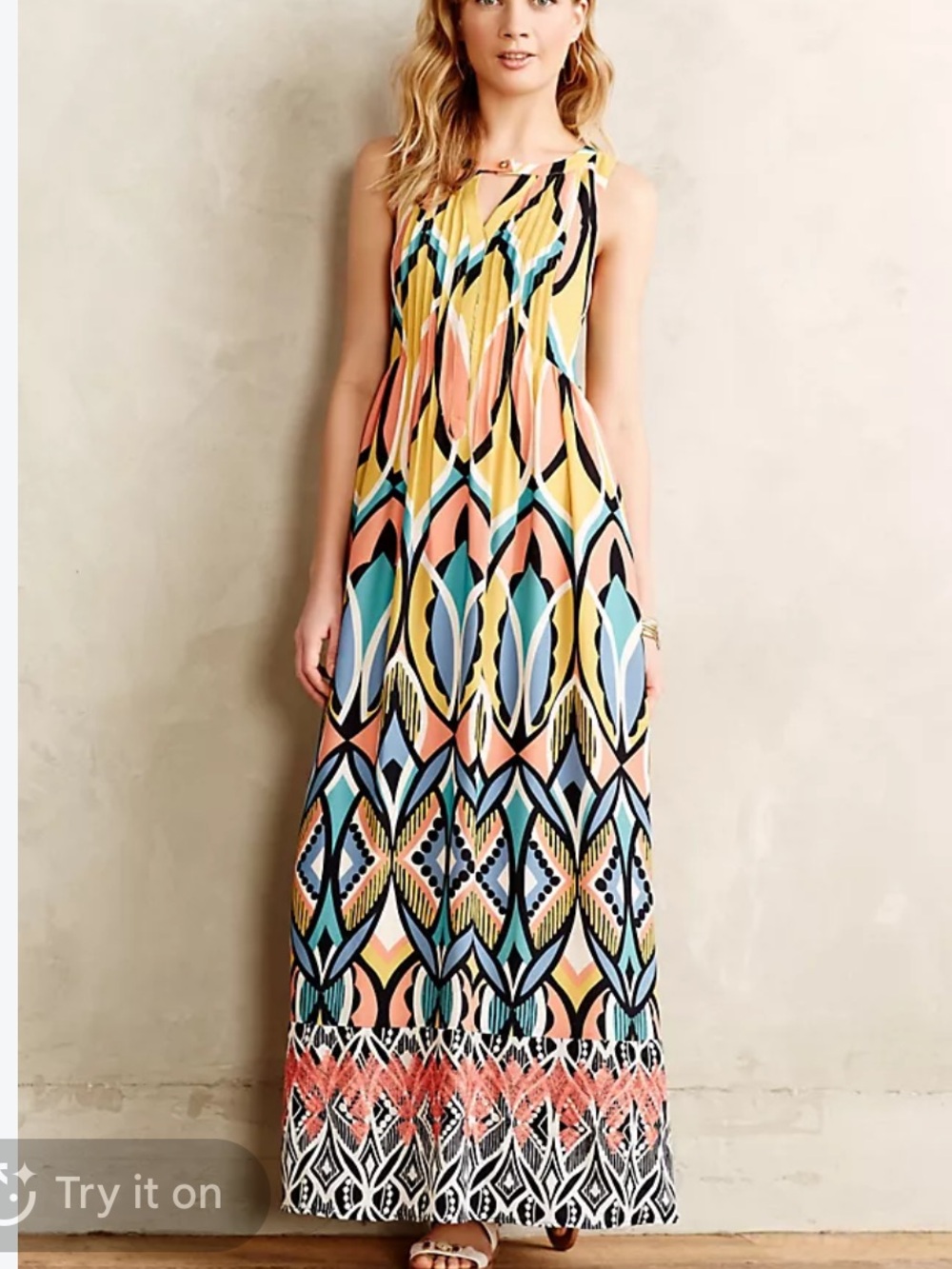 Anthropologie Floret Women’s Dahlia Multicolor Sleeveless Maxi Dress size 12